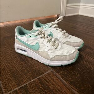 Nike White and Light Green Athletic Shoes